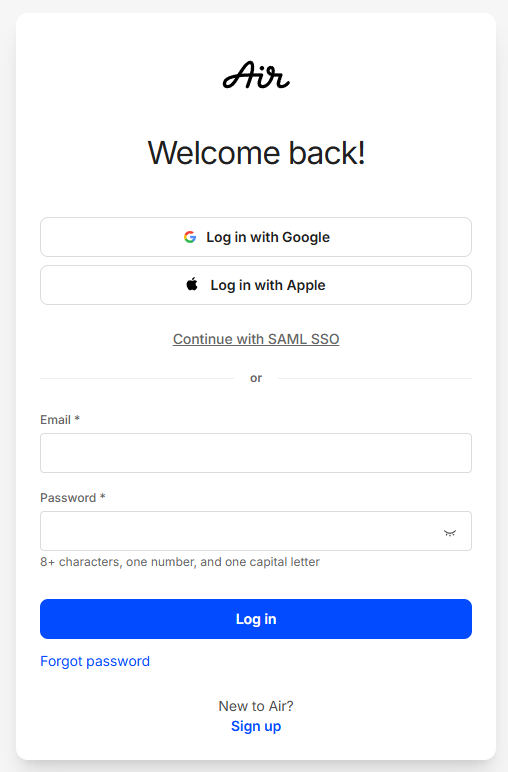 Screenshot of auth air