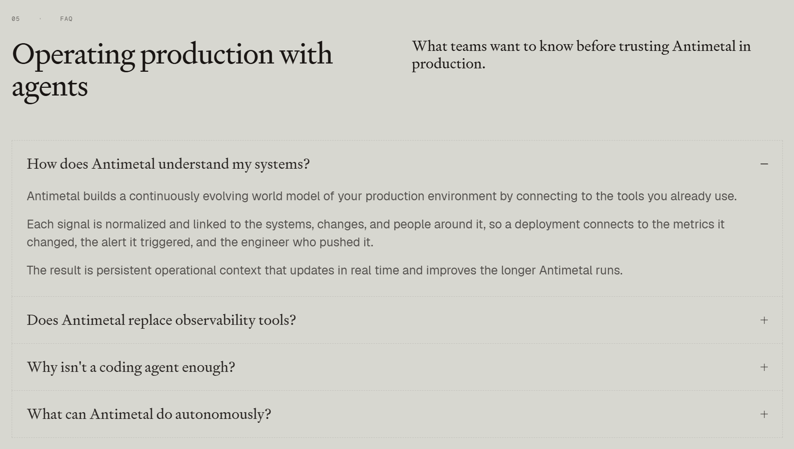Screenshot of faq antimetal