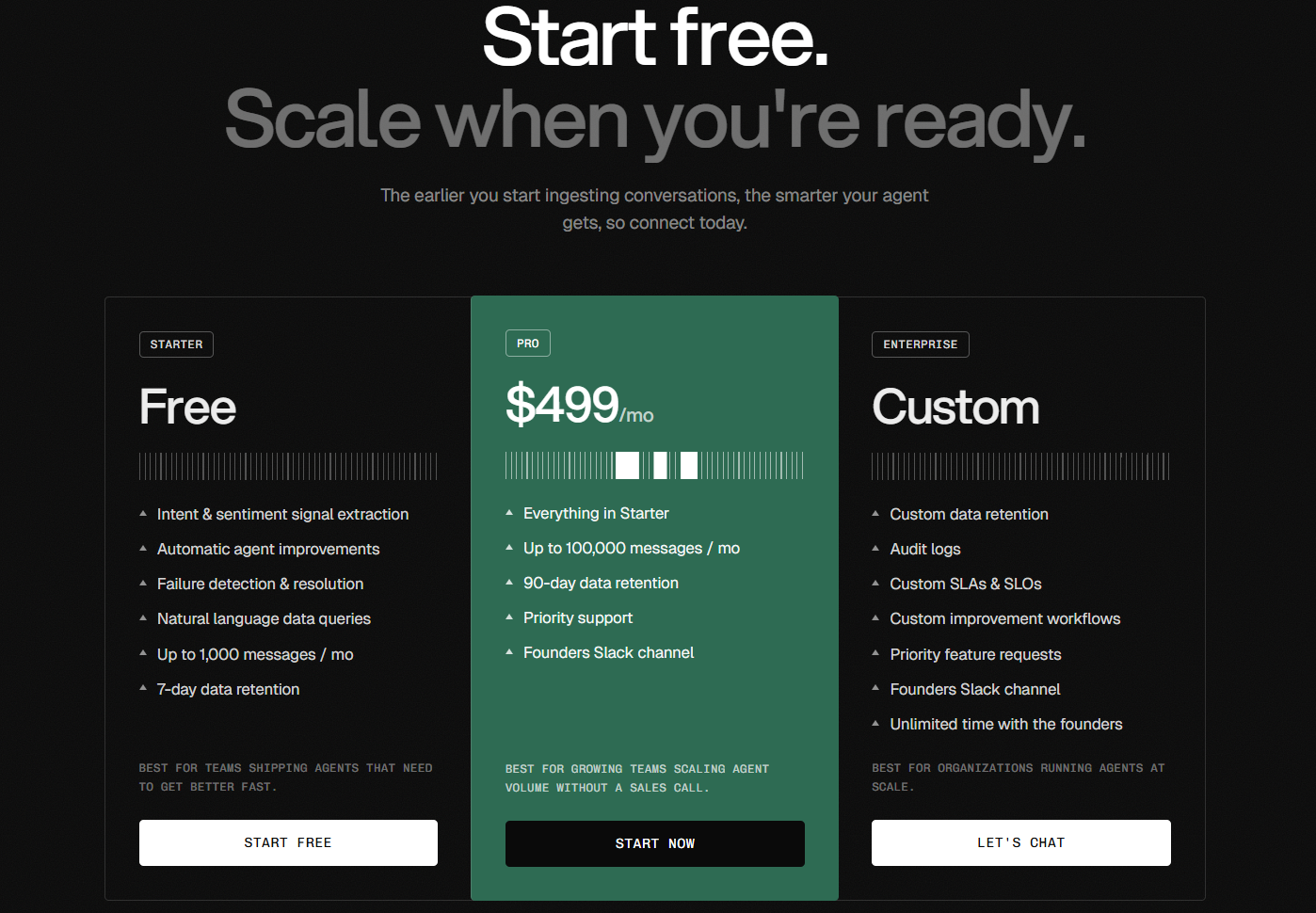 Screenshot of pricing agnost ai