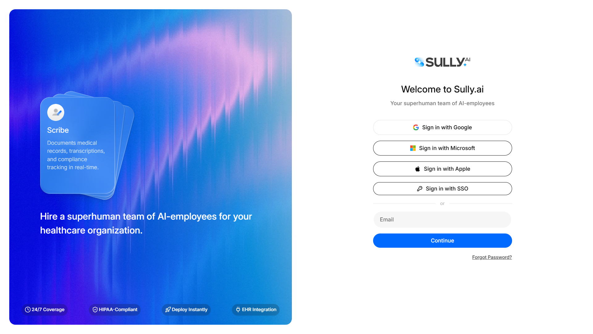 Screenshot of auth sully ai