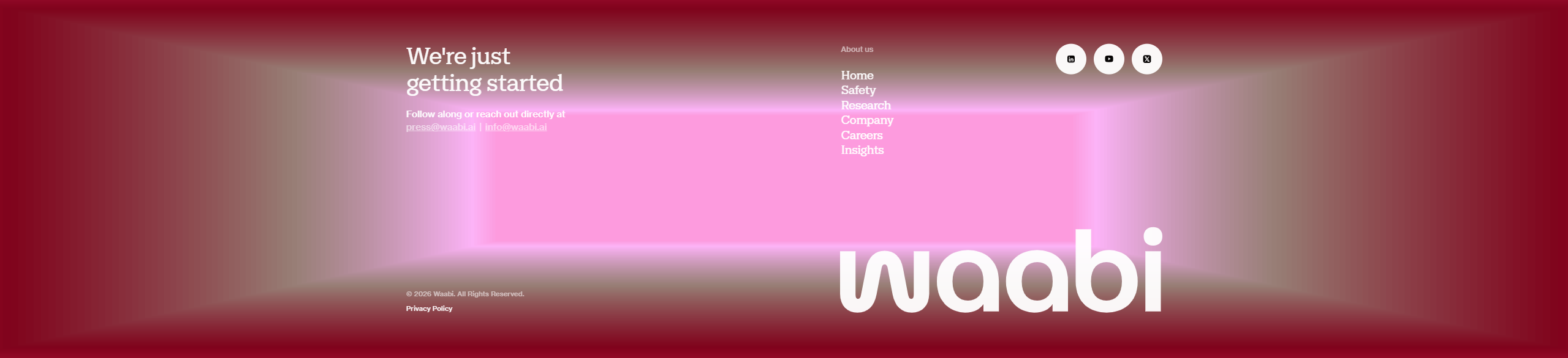 Screenshot of footer waabi