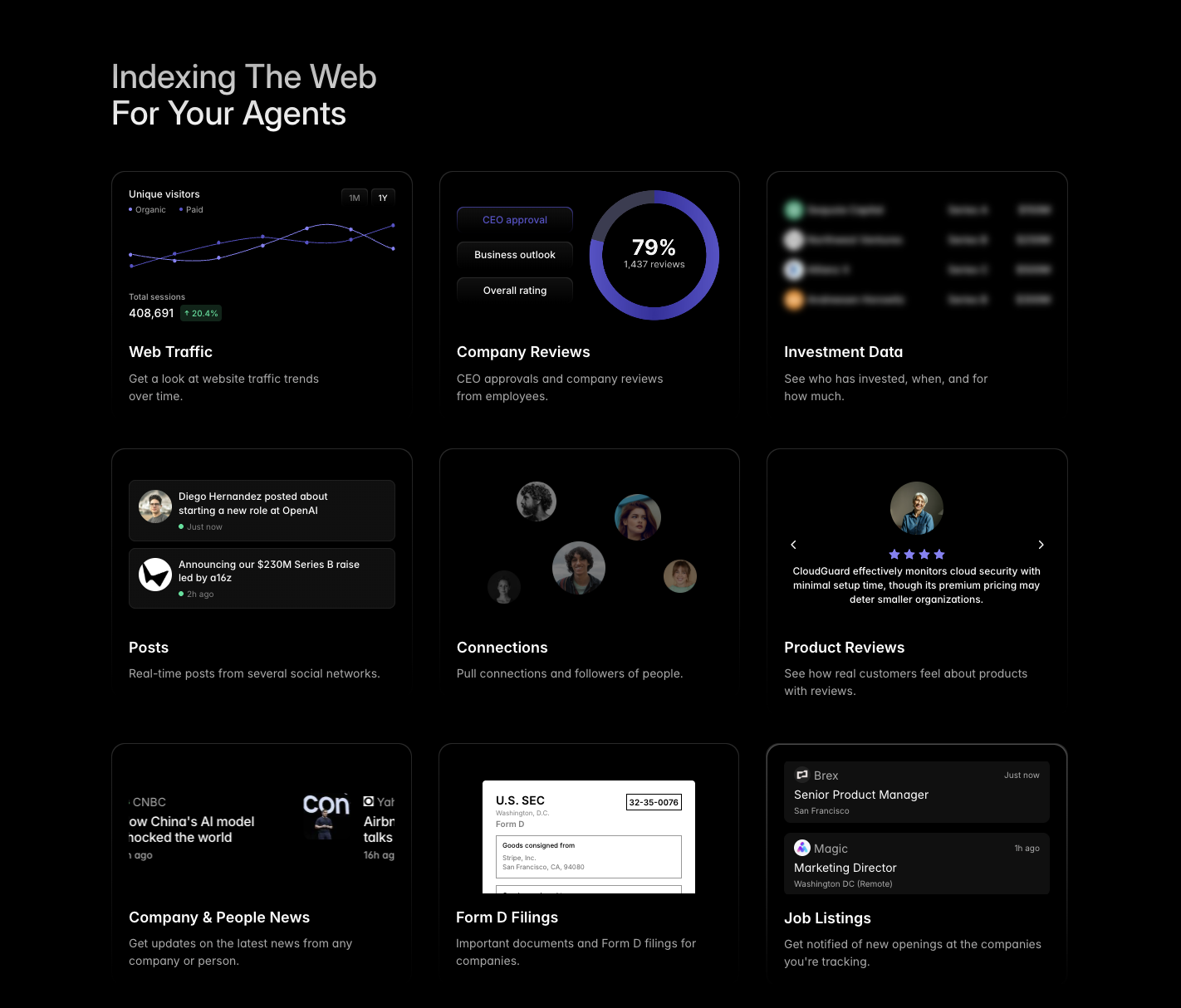 Screenshot of features crustdata 3