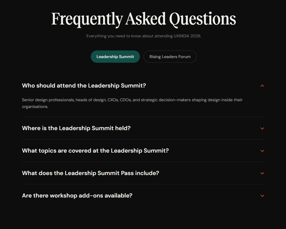 Screenshot of faq ux india