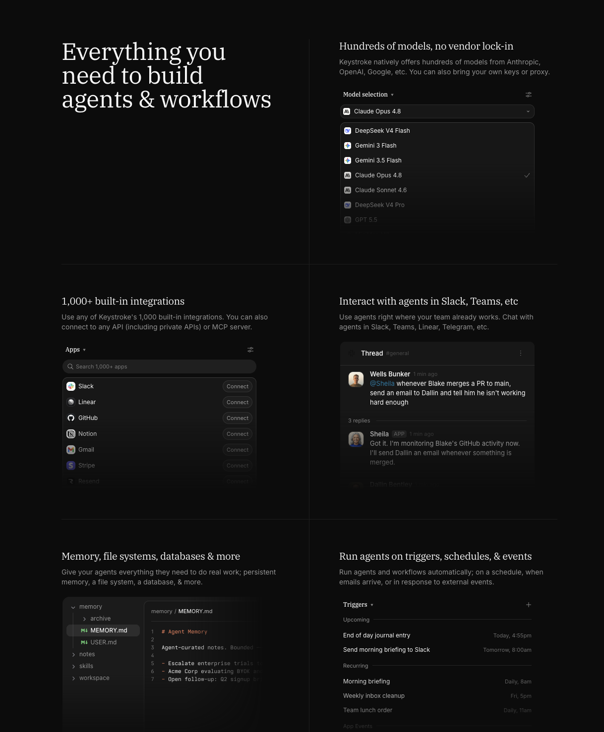 Screenshot of features keystroke