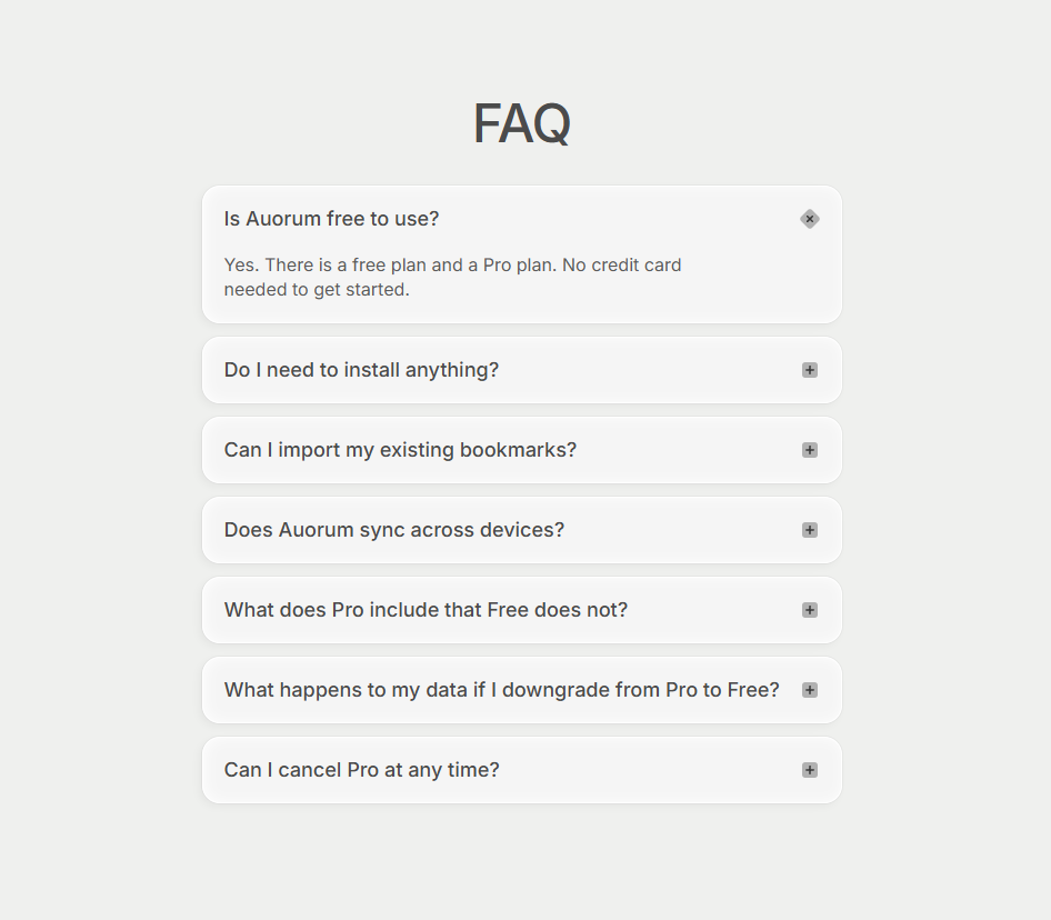 Screenshot of faq auorum
