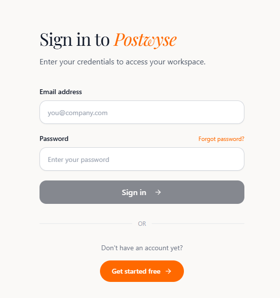 Screenshot of auth postwyse
