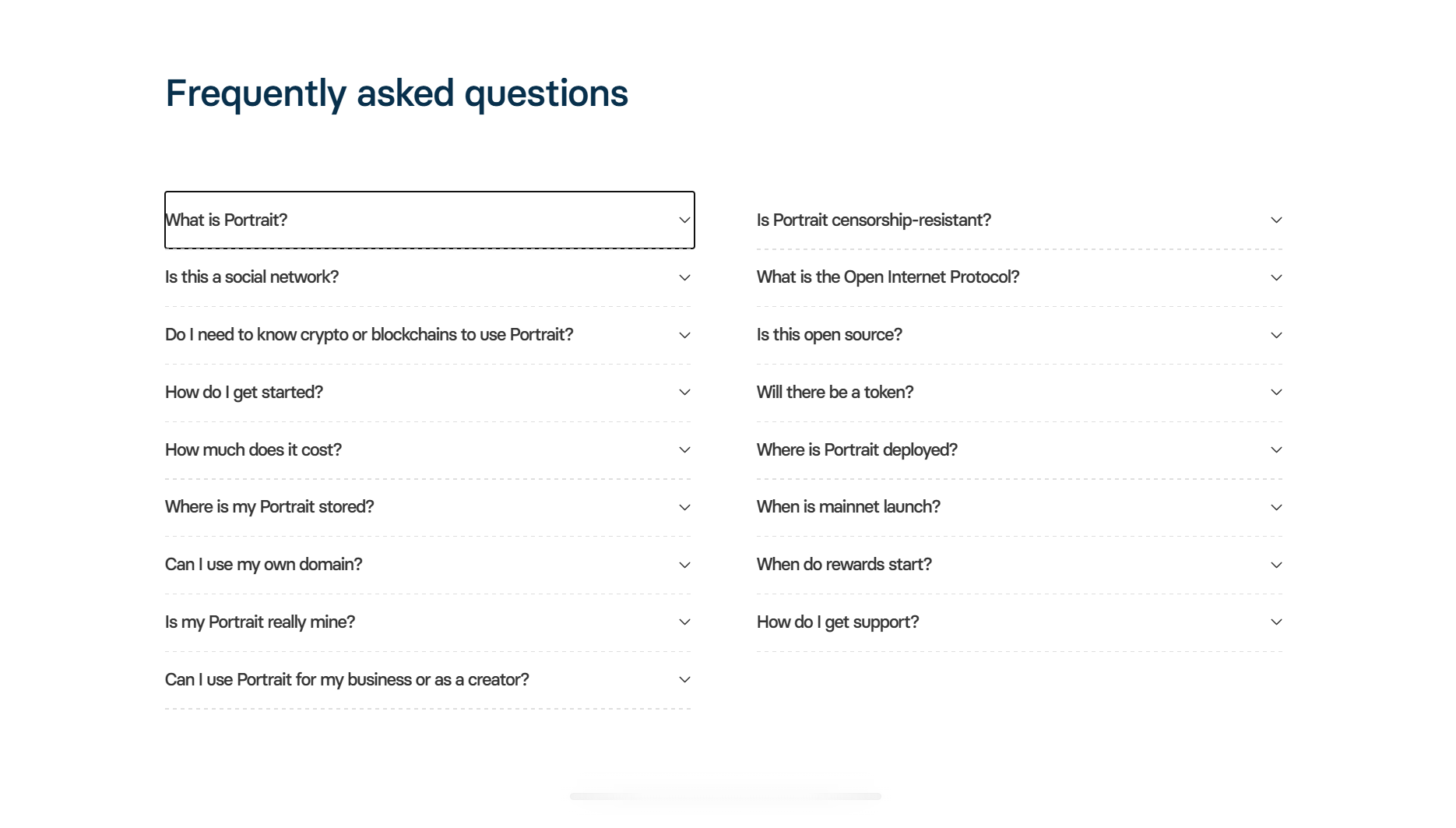 Screenshot of faq portrait