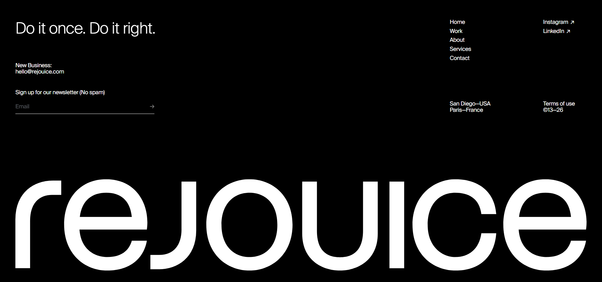 Screenshot of footer rejouice