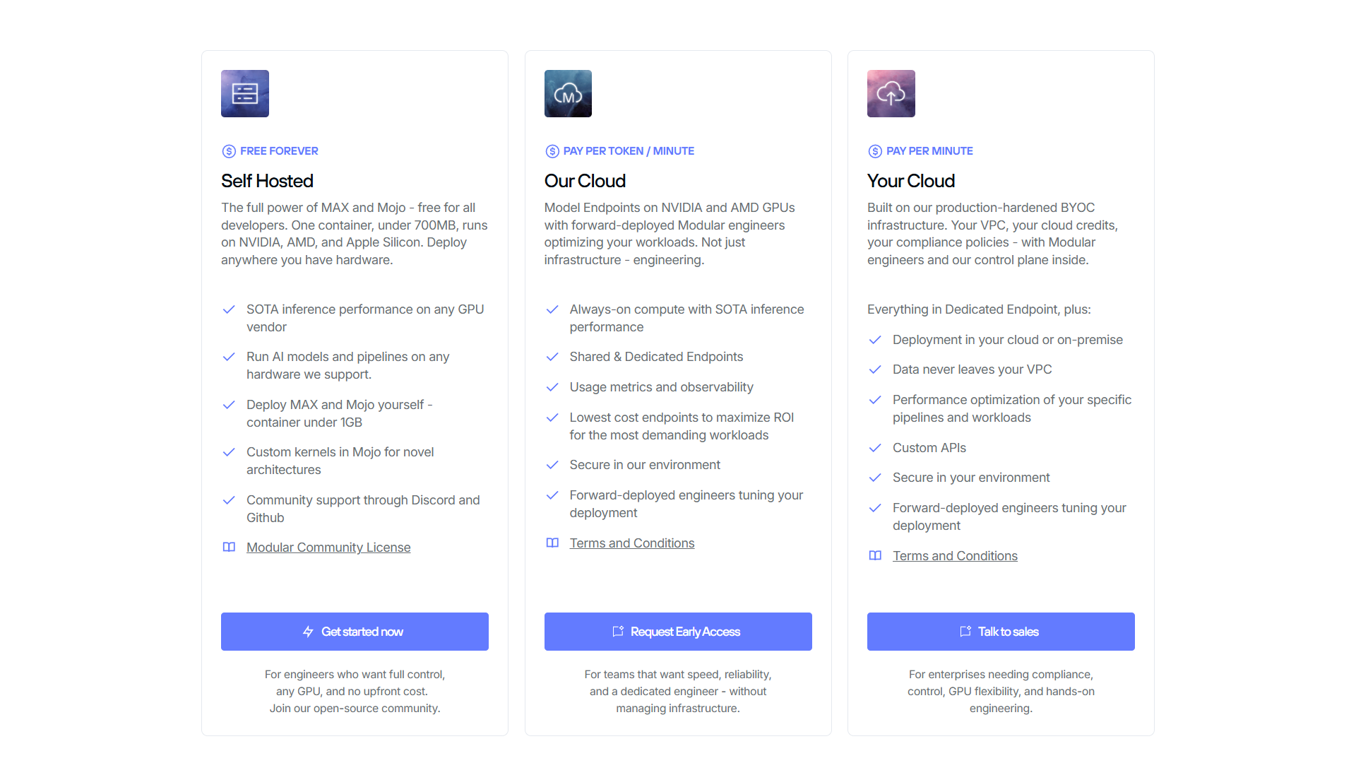 Screenshot of pricing modular pricing