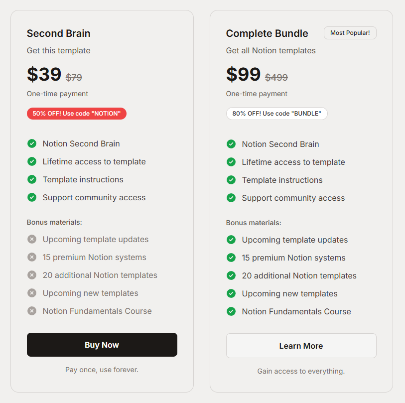 Screenshot of pricing pathpages