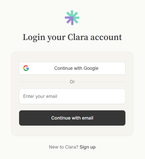 Screenshot of auth clara