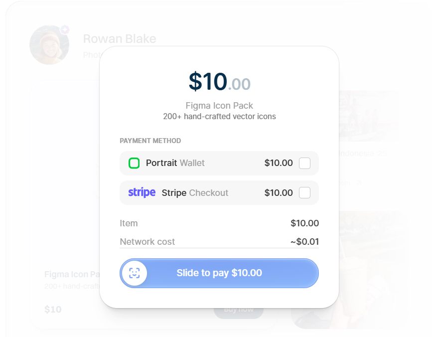 Screenshot of pricing portrait