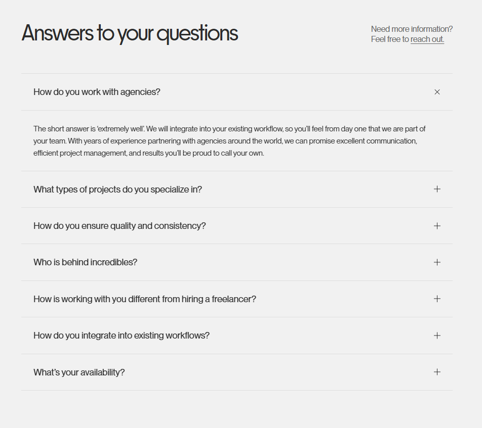 Screenshot of faq incredibles