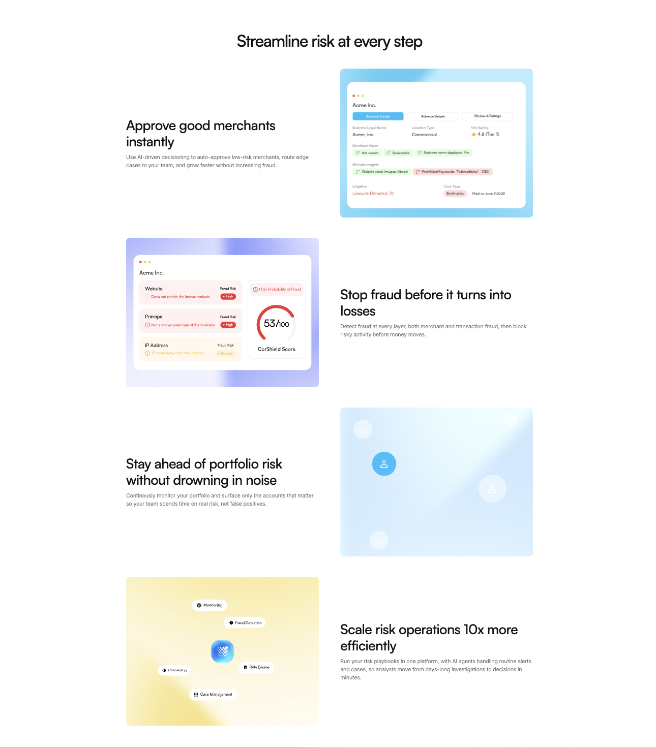 Screenshot of features coris ai