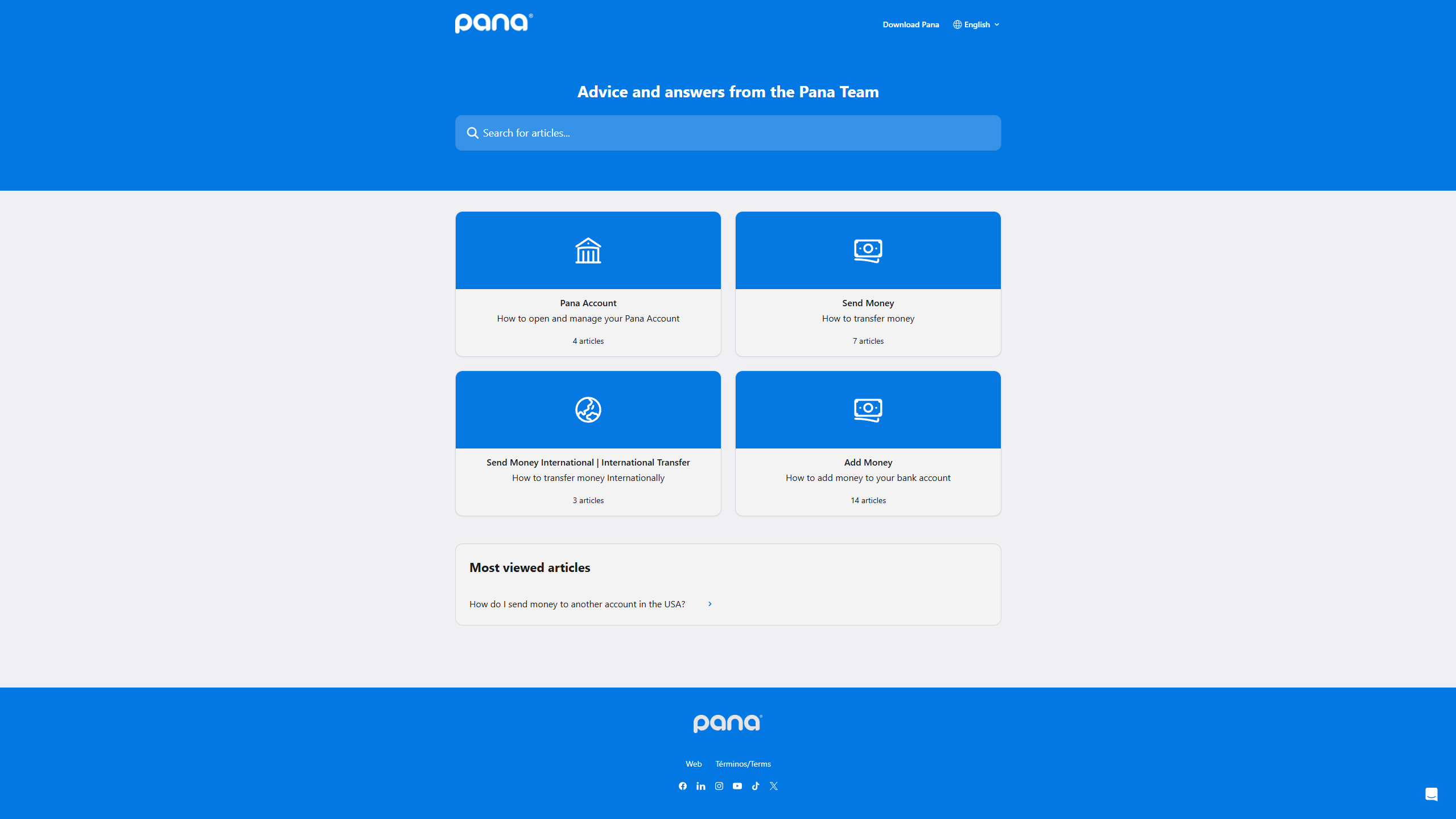 Screenshot of faq pana