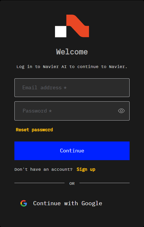 Screenshot of auth navier
