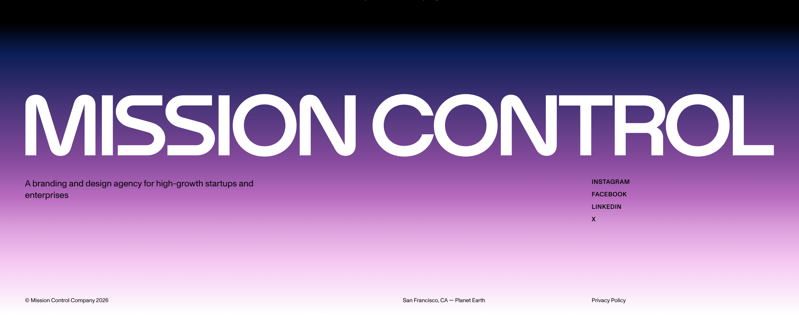 Screenshot of footer mission control