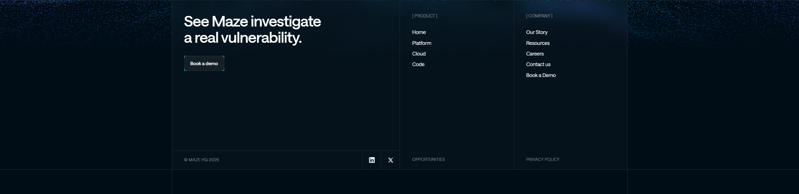 Screenshot of footer maze