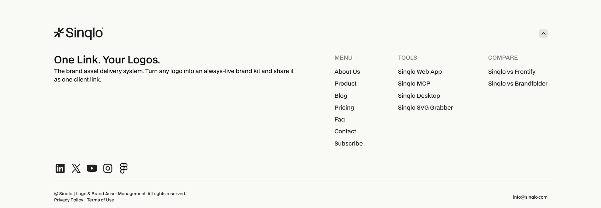 Screenshot of footer sinqlo