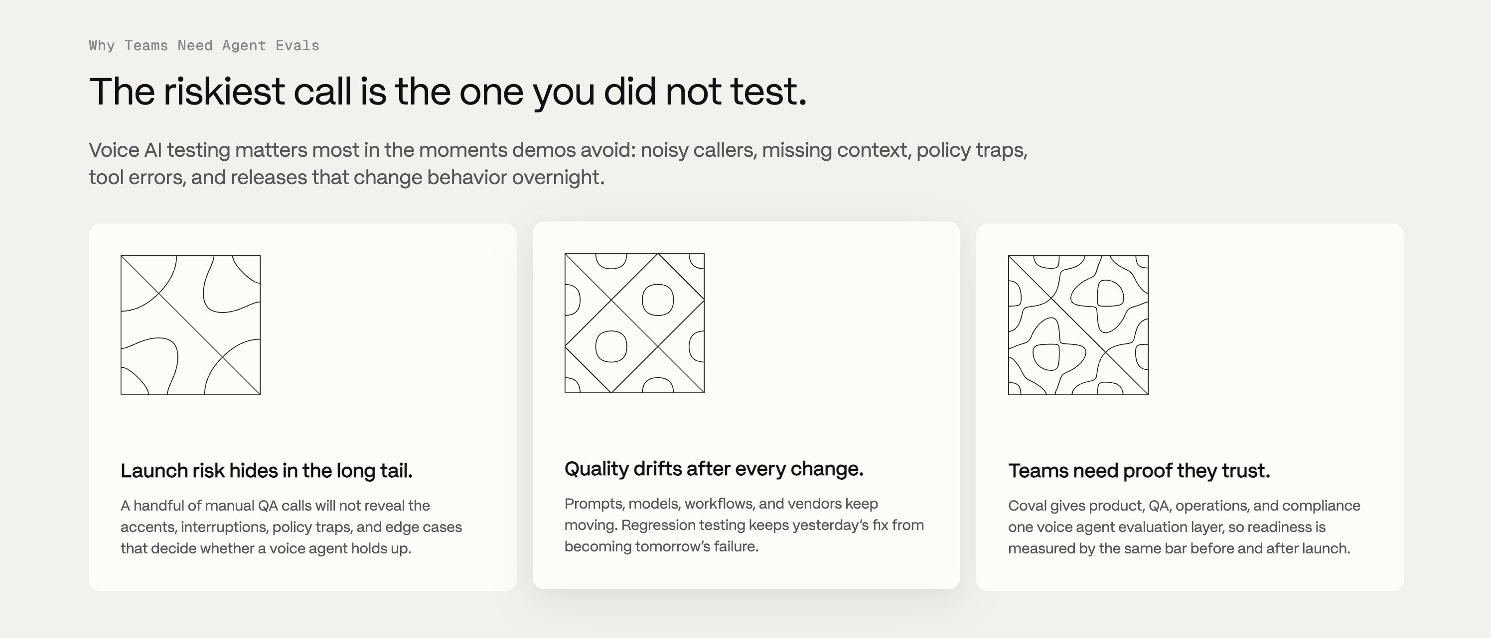 Screenshot of features coval ai