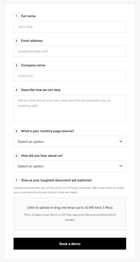 Screenshot of forms unsiloed