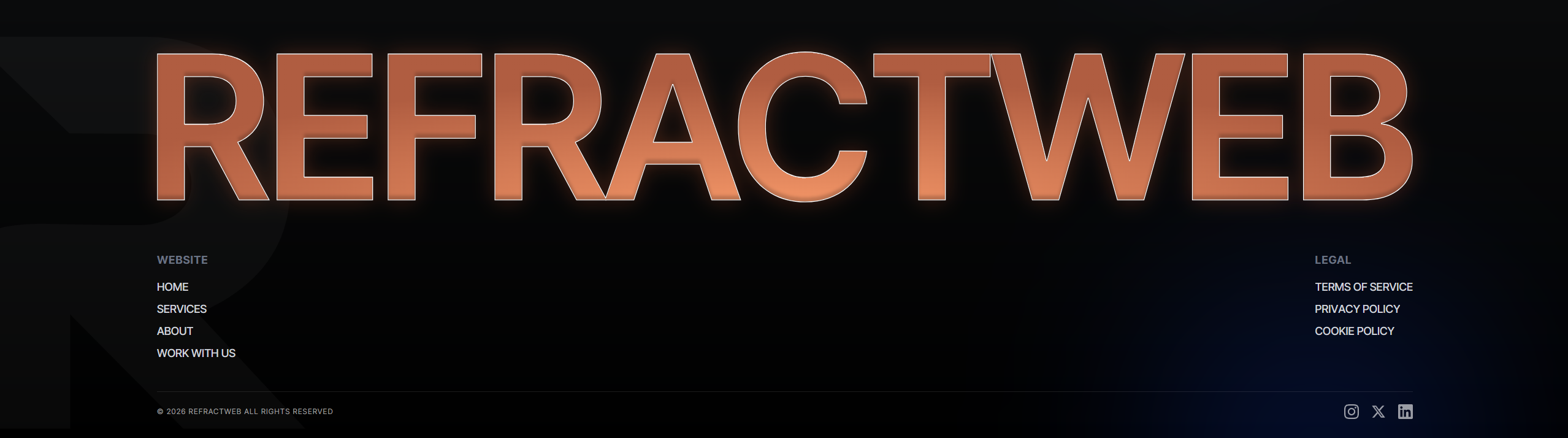 Screenshot of footer refract web
