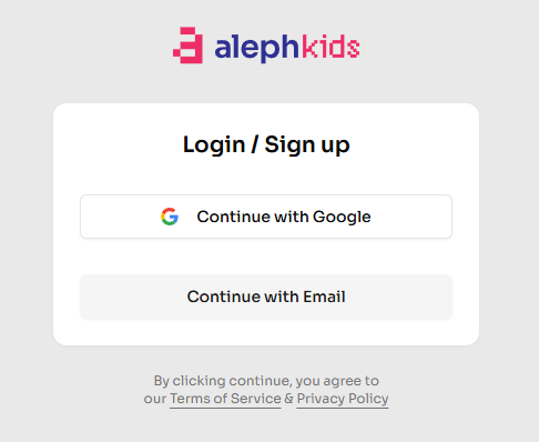 Screenshot of auth alephkids