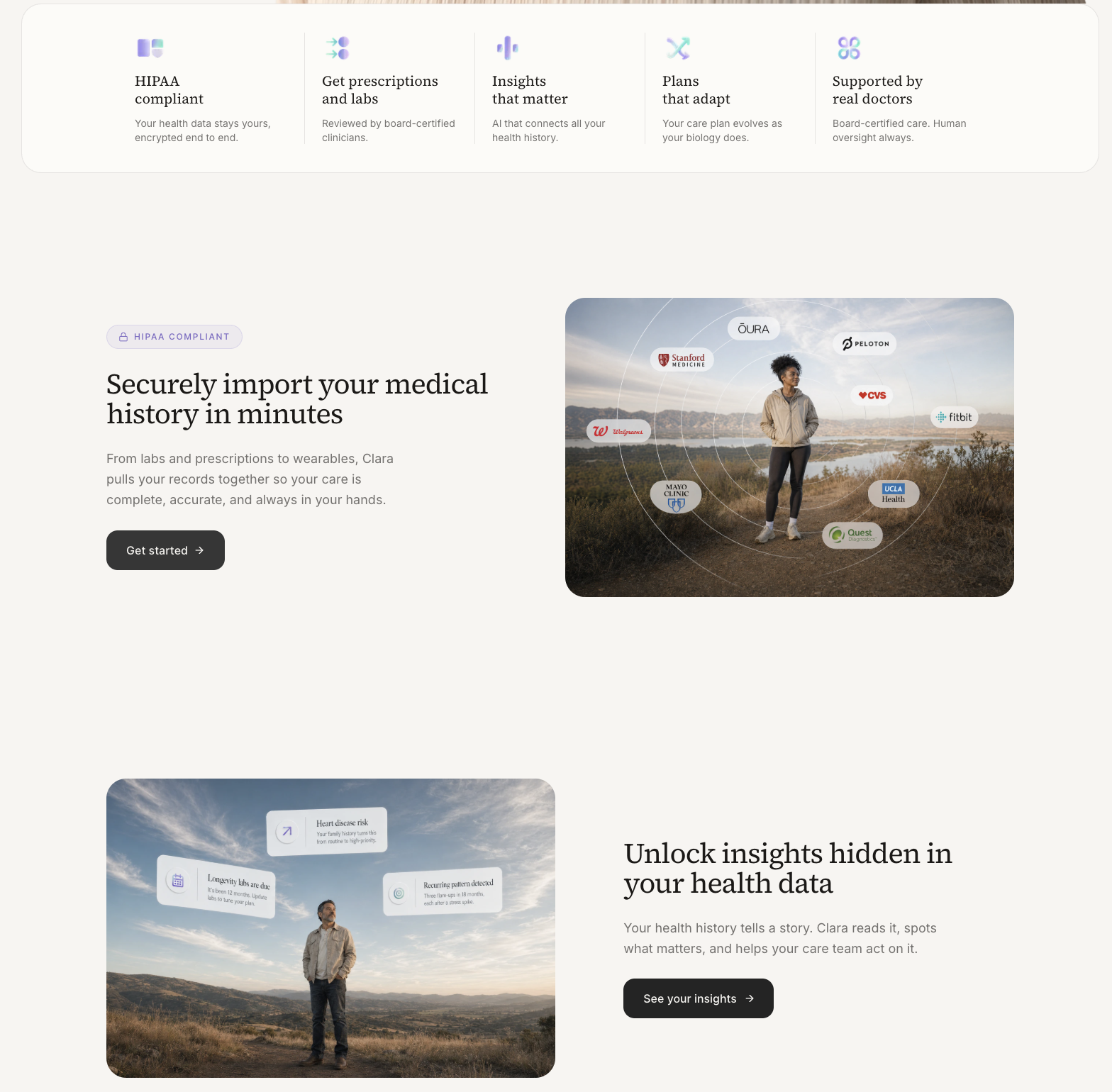 Screenshot of features clara