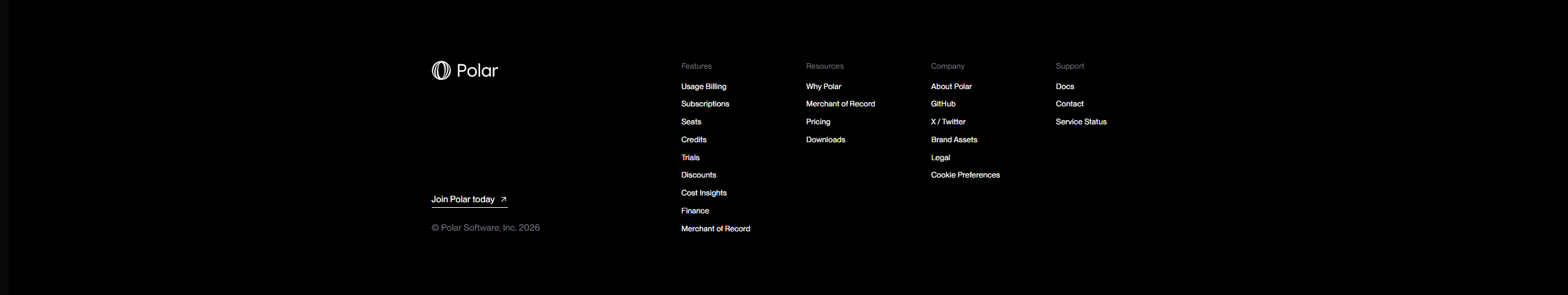 Screenshot of footer pola