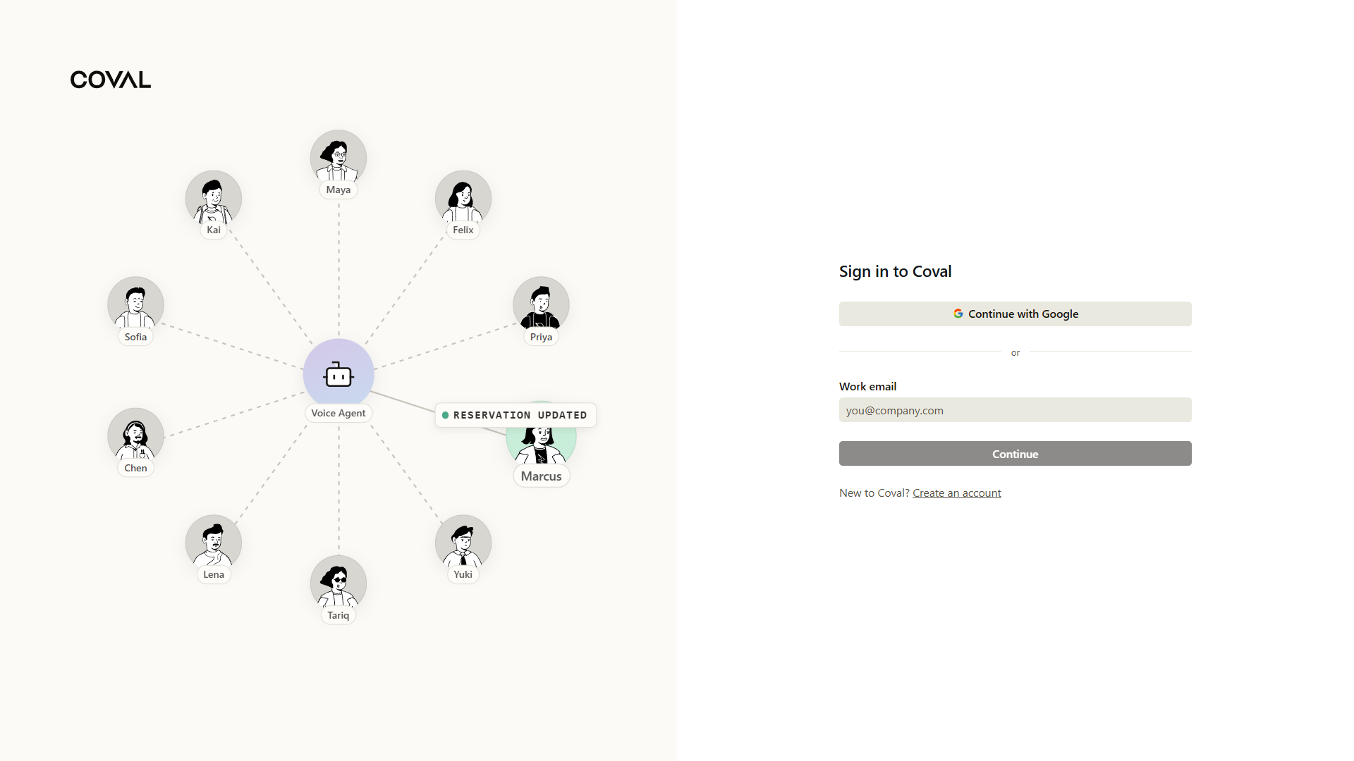 Screenshot of auth coval ai