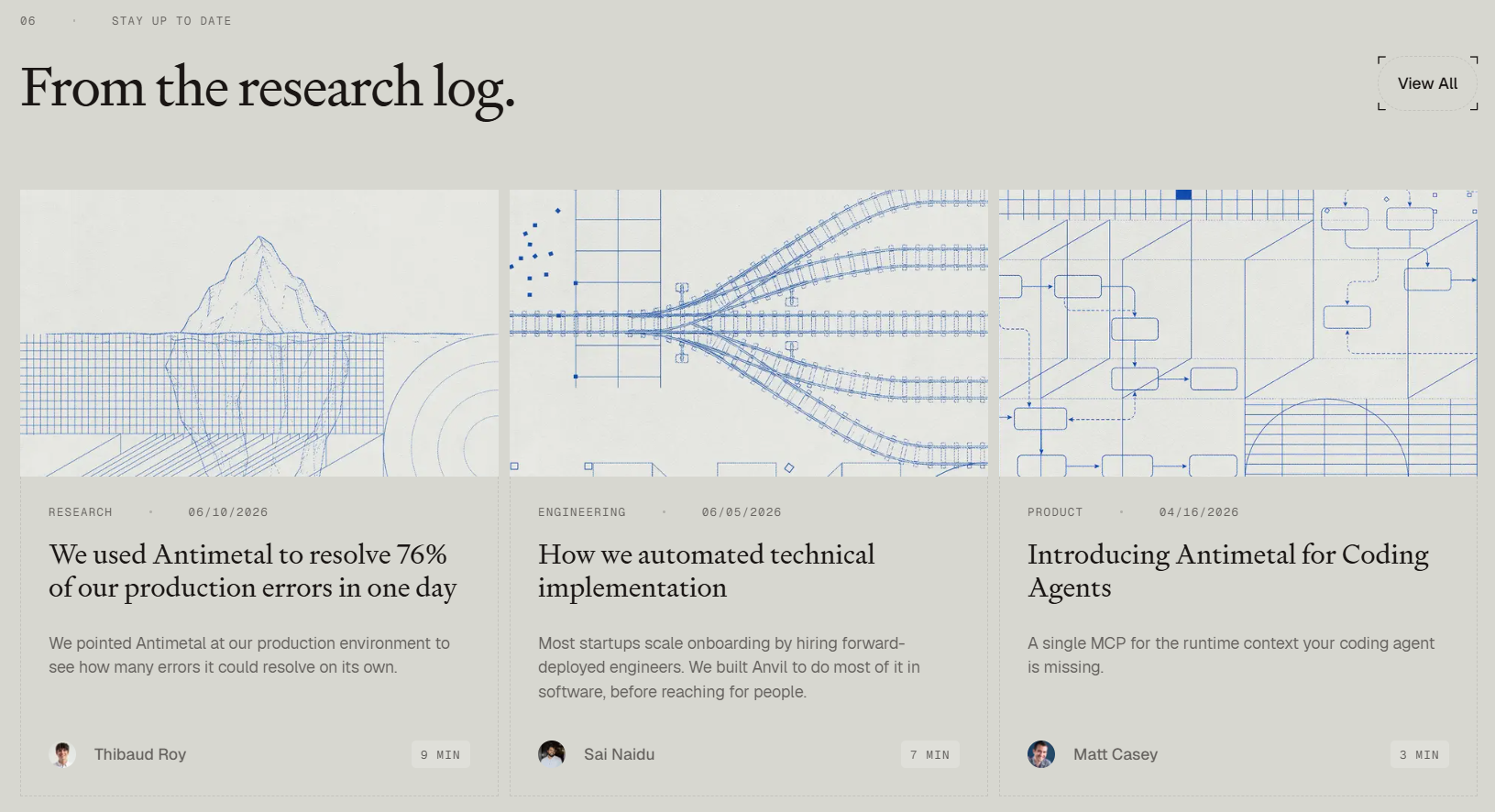 Screenshot of testimonials antimetal