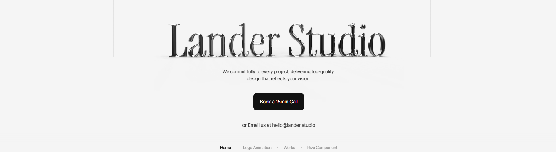 Screenshot of footer lander studio