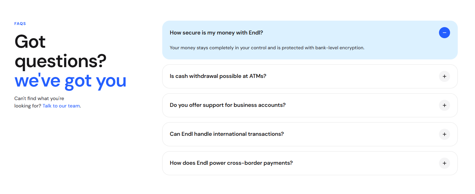 Screenshot of faq endl