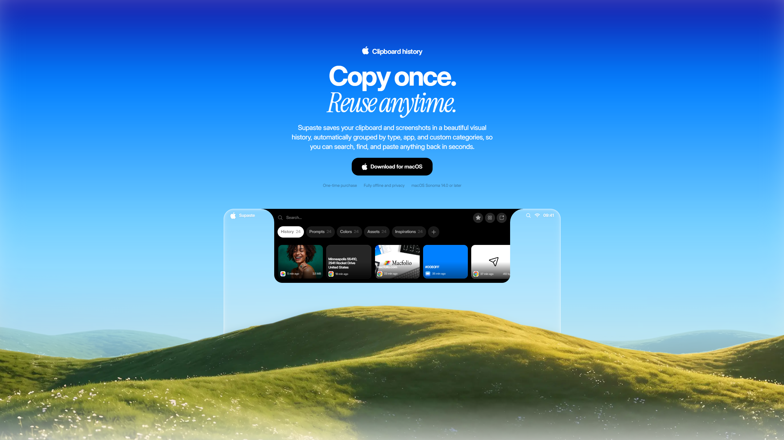 Screenshot of hero supaste
