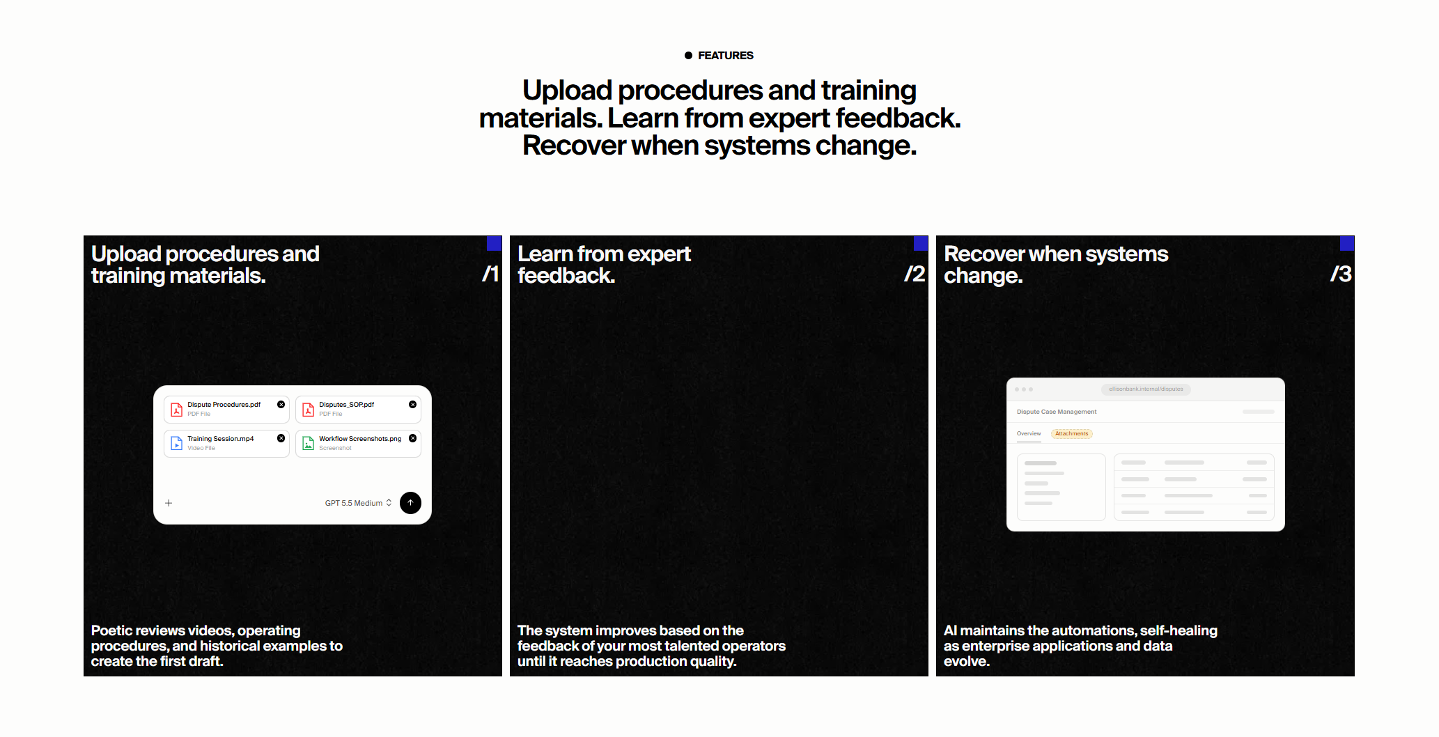 Screenshot of features poetic