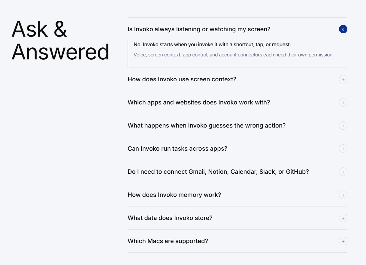 Screenshot of faq ivoko