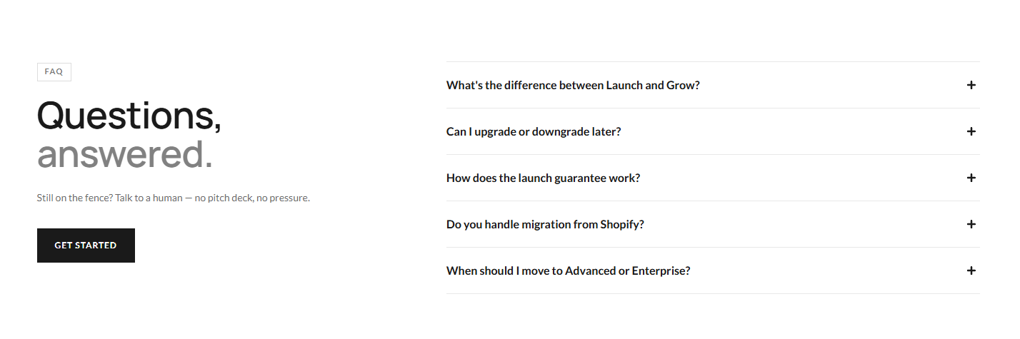 Screenshot of faq amboras